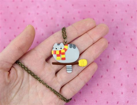 Funny Pusheen Necklace T For Kids Wizard Cat Jewelry Etsy