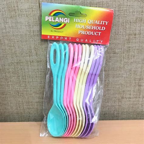 Jual Sendok Teh Es Jus Plastik Warna Pelangi Kecil 12 Pcs Di Lapak