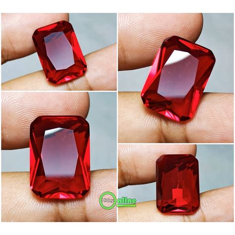 Jual Batu Permata Merah Siam Kotak Octagon Shopee Indonesia