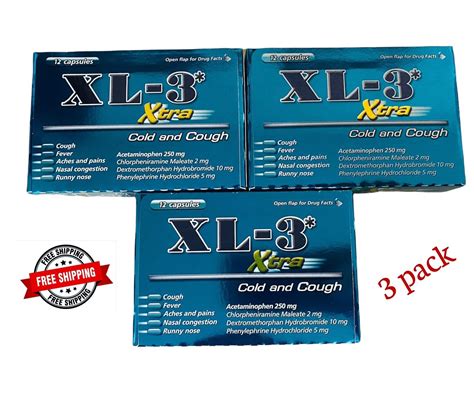 3 Pack XL-3 XTRA COLD & COUGH MEDICINE 12 CAPS /XL3 GRIPA & TOS 36 CAPS en Total | eBay