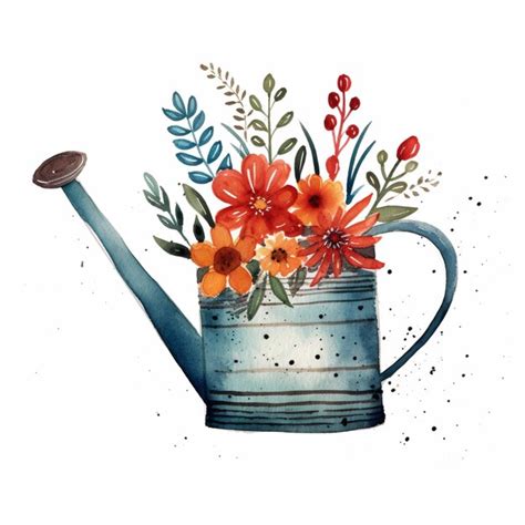 Premium AI Image There Is A Watercolor Painting Of A Watering Can