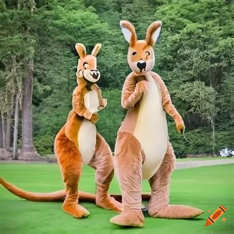 Mother Wearing Kangaroo Mascot Costume At A Place On Craiyon