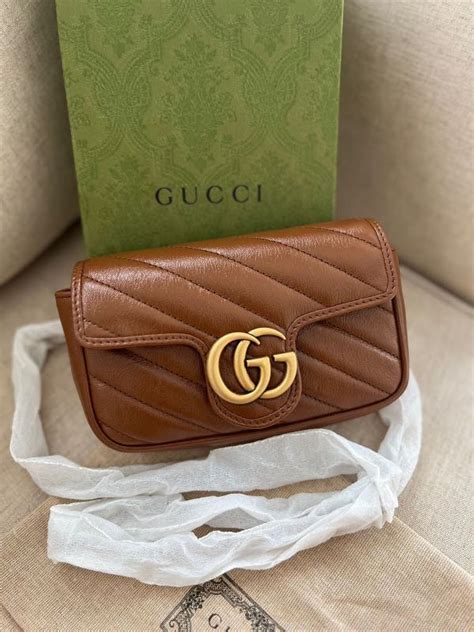 Gucci Marmont Super Mini Caramel Full Set Barang Mewah Tas Dompet