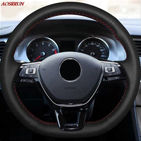 Sew On Genuine Leather Car Steering Wheel Cover Car Accessories For