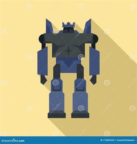 Cyborg Robot Transformer Icon Flat Style Stock Vector Illustration Of Computer Metal 175850545