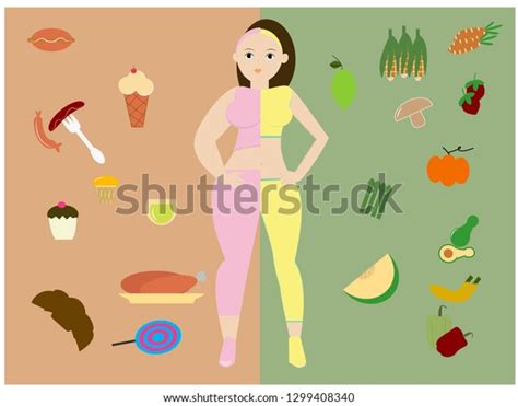 Fat Slim Woman Before After Weight Stock Vector Royalty Free