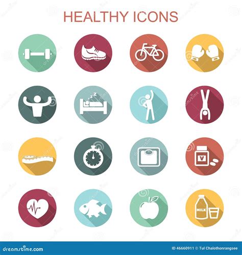 Healthy Long Shadow Icons Stock Vector Illustration Of Icons