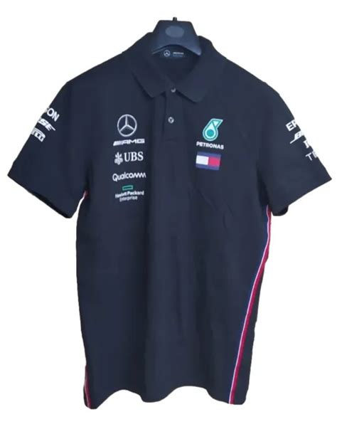 MERCEDES AMG PETRONAS F1 Team Polo Shirt Black Men S Medium M Well