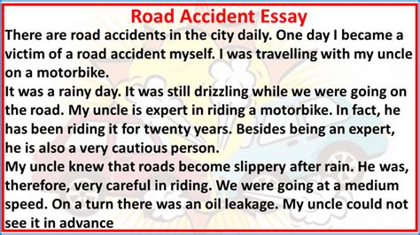 Road Accident Essay Traffic Accident Essay With Pdf