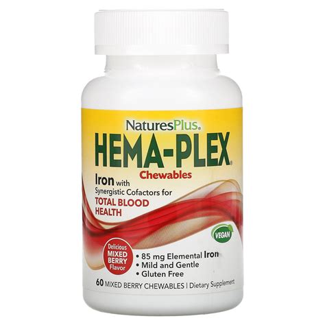 Nature S Plus Hema Plex Mixed Berry 60 Chewables Walmart