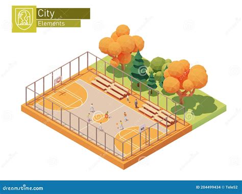 Vector Isometric Street Basketball Court Ilustración del Vector