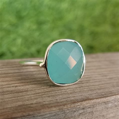 Boho Statement Ring Aqua Quartz Sterling Silver Ring Hand Etsy