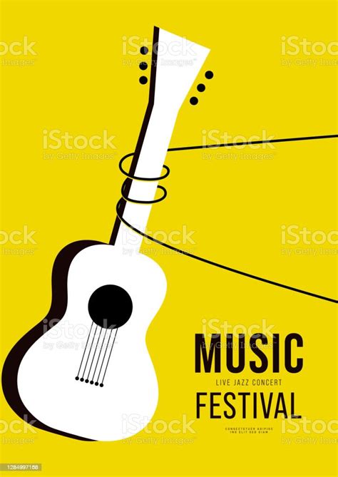 Music Poster Design Template Background Decorative With Guitar And Line