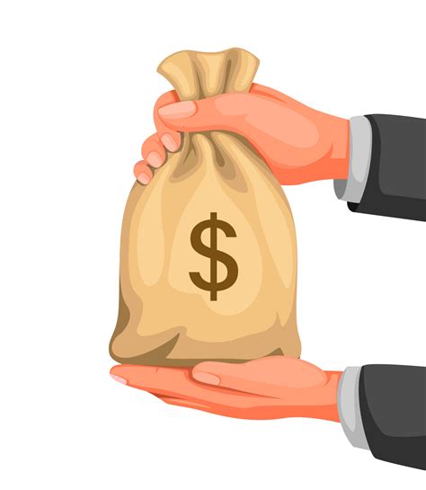 Hand Holding Money Bag Concept In Cartoon Illustration Vector Isolated