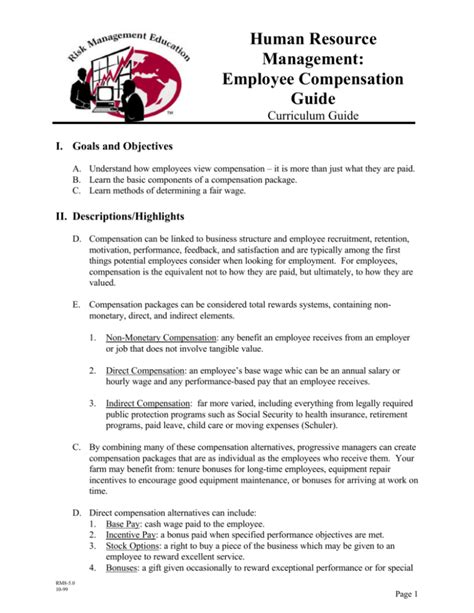 Human Resource Management Employee Compensation Guide