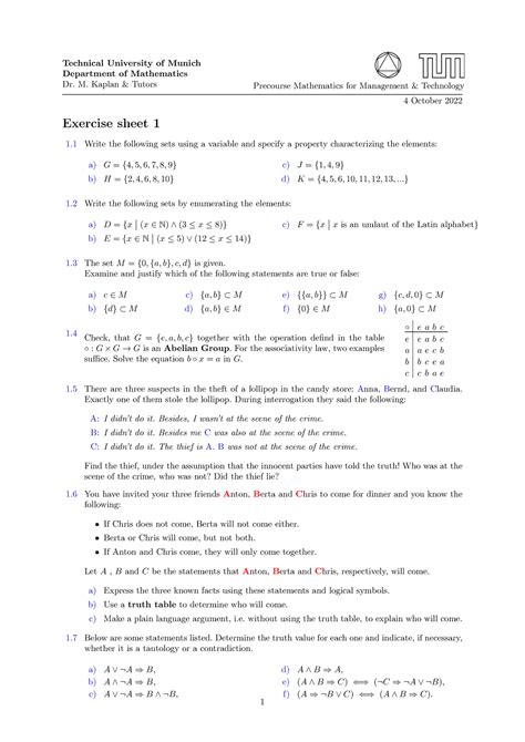 Blatt Mathe Precourse Mathematische Behandlung Der Natur Und