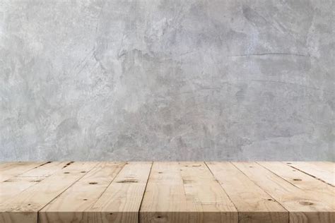 Mesa De Madera Vac A Y Pared De Hormig N Textura Y Fondo Con Espacio De