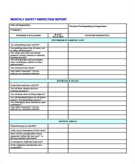 Monthly Health And Safety Report Template Pdf Template