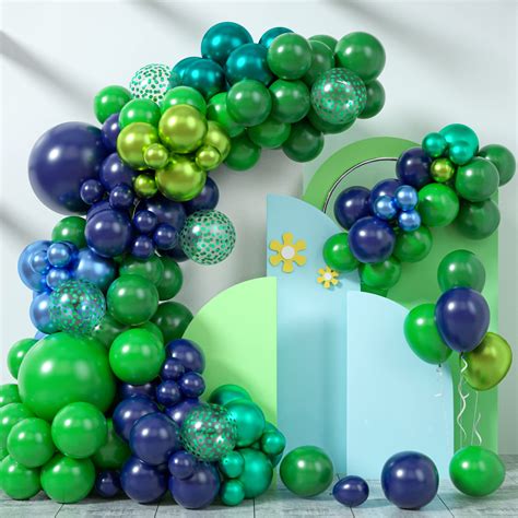 Amazon Blue And Green Balloon Garland Kit Navy Blue Dark Green