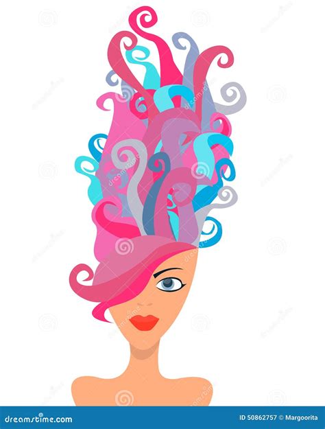 Girl With Pink Hair Stock Vector Illustration Of Hair 50862757