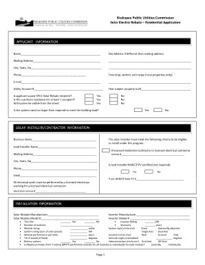 Fillable Online Residential Application Applicant Information Solar