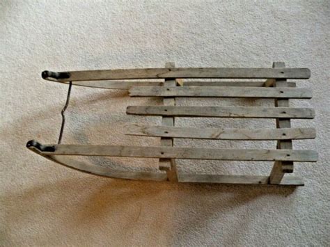 Antique Wooden Sled Cast Iron Runners Sirch Davoser 32 L X 13 W Early