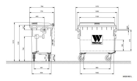 Sizes, dimensions and measures of the mobile garbage bins 660 l images ...