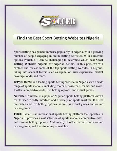 Ppt Find The Best Sport Betting Websites Nigeria Powerpoint