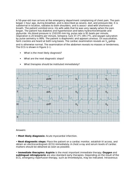 Q A A 58 Year Old Man Arrives At The Emergency Department Complaining