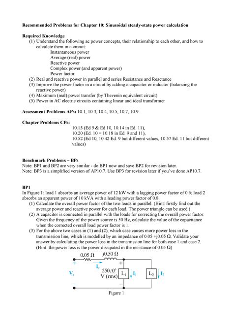 Chapter 10 Sinusoidal Steady State Power Calculation Recommended Problems For Chapter 10