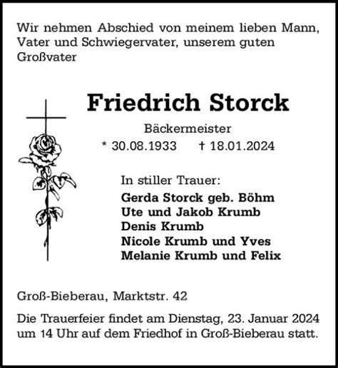 Traueranzeigen Von Friedrich Storek Vrm Trauer De