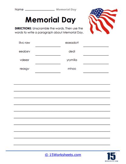 Memorial Day Worksheets 15