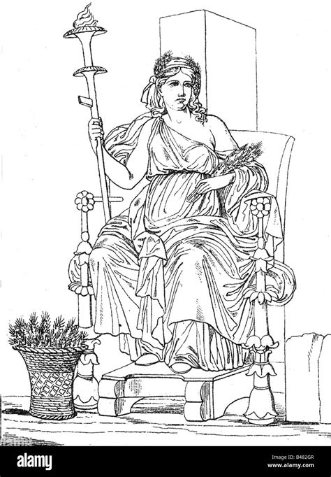 Demeter Greek Goddess Of Grain And Fertility Drawing 19th Century