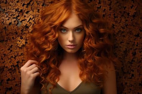 Premium Photo Beautiful Redhead Model Girl With Long Curly Red Hair And Blue Eyes Woman