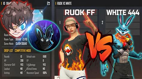 RUOK FF VS WHITE 444 ONLY ONE TAP Custom Match Very AWAITED MATCH