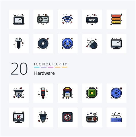 Free Vector 20 Hardware Line Filled Color Icon Pack Like Hardware