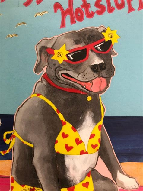 Pitbull Bikini Birthday Card Etsy