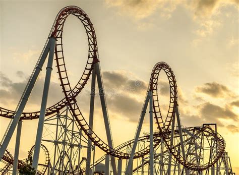 Roller Coaster Ride Silhouette Stock Photo Image Of Adventure