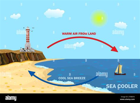 Science Poster Design For Sea And Land Breeze Shore Wind Scheme Air