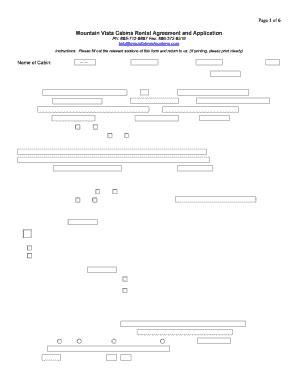 Fillable Online Mountain Vista Cabins Rental Agreement And Application