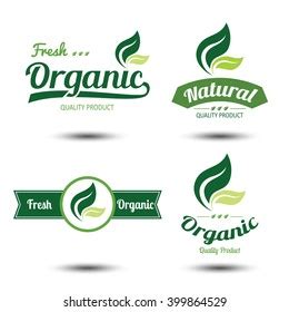 Set Eco Labels Badgesemblem Leaves Vector Stock Vector Royalty Free