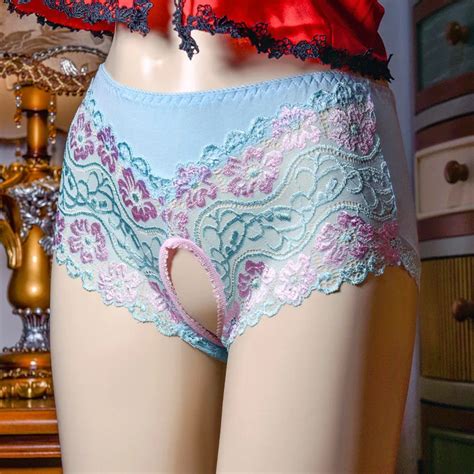 Sexy Lace Panties Open Crotch Ladies Large Size Hollow Out Briefs Low