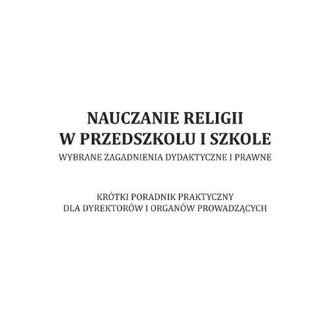 Nauczanie Religii W Przedszkolu I Szkole Katechetyka W KUL