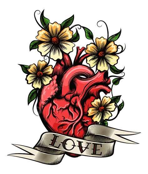 Traditional Human Heart Tattoo