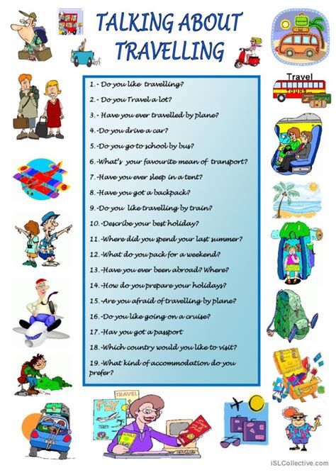 TALKING ABOUT TRAVELLING Discussion English ESL Worksheets Pdf Doc