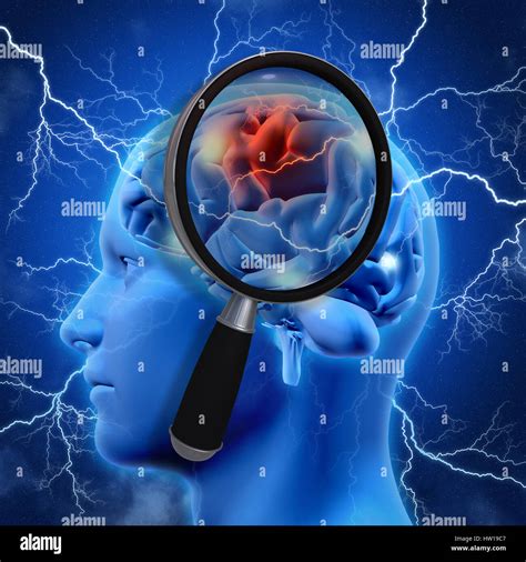 3d Medical Background With Magnifying Glass Examining Brain Depicting