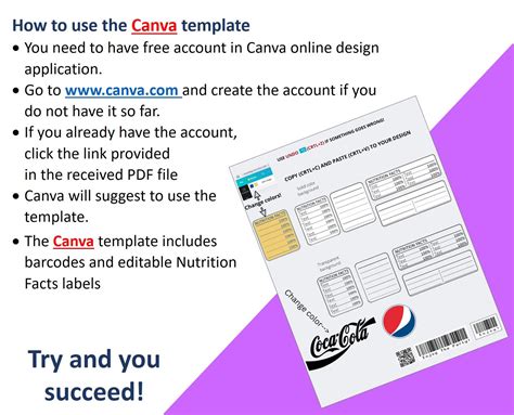 Soda Can Label Template Editable Canva Template For Slim Can 250 Ml Label Sticker Wrapper