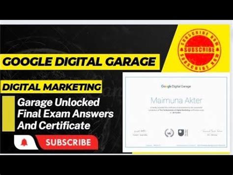 Google Digital Garage Unlocked Final Exam Answers And Certificate Of