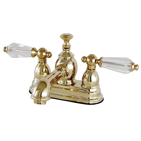 Kingston Brass Vintage Crystal 4 In Centerset 2 Handle Bathroom Faucet In Polished Brass