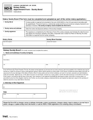 Fillable Online Sos Ks Notary Public Appointment Form Surety Bond Fax